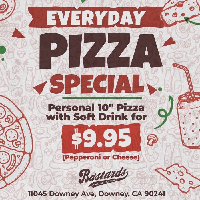 $9.95 Personal Pizza & Drink Everyday (Downey Only)